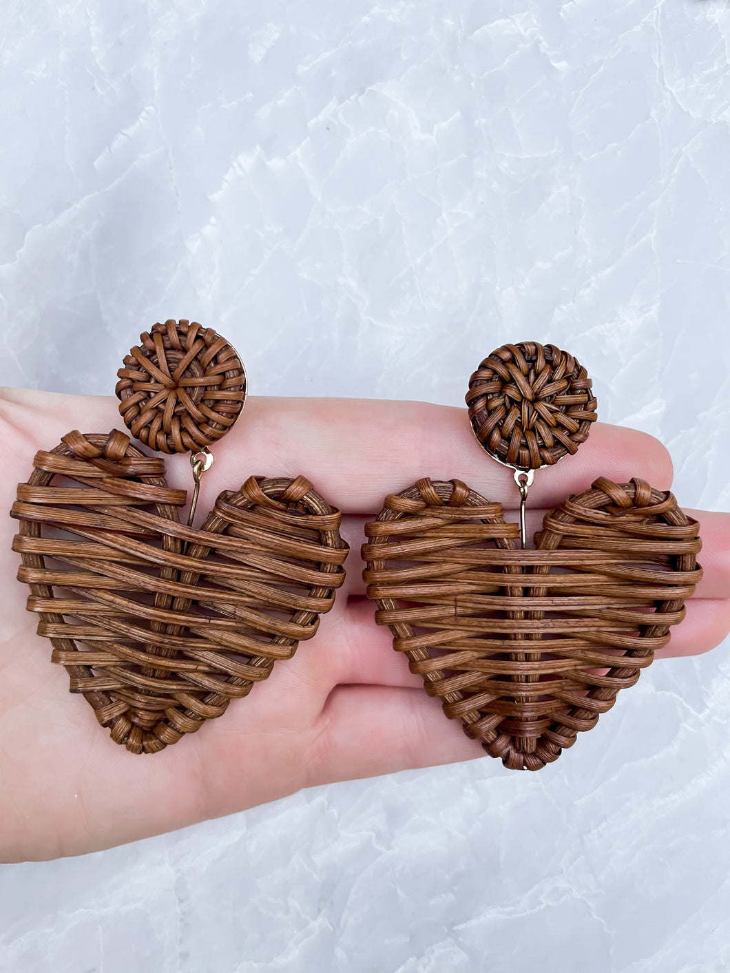 Rattan Heart Earring